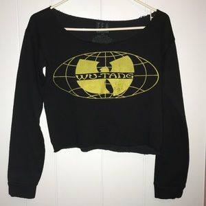 Wu tang clan crop top distressed sweater